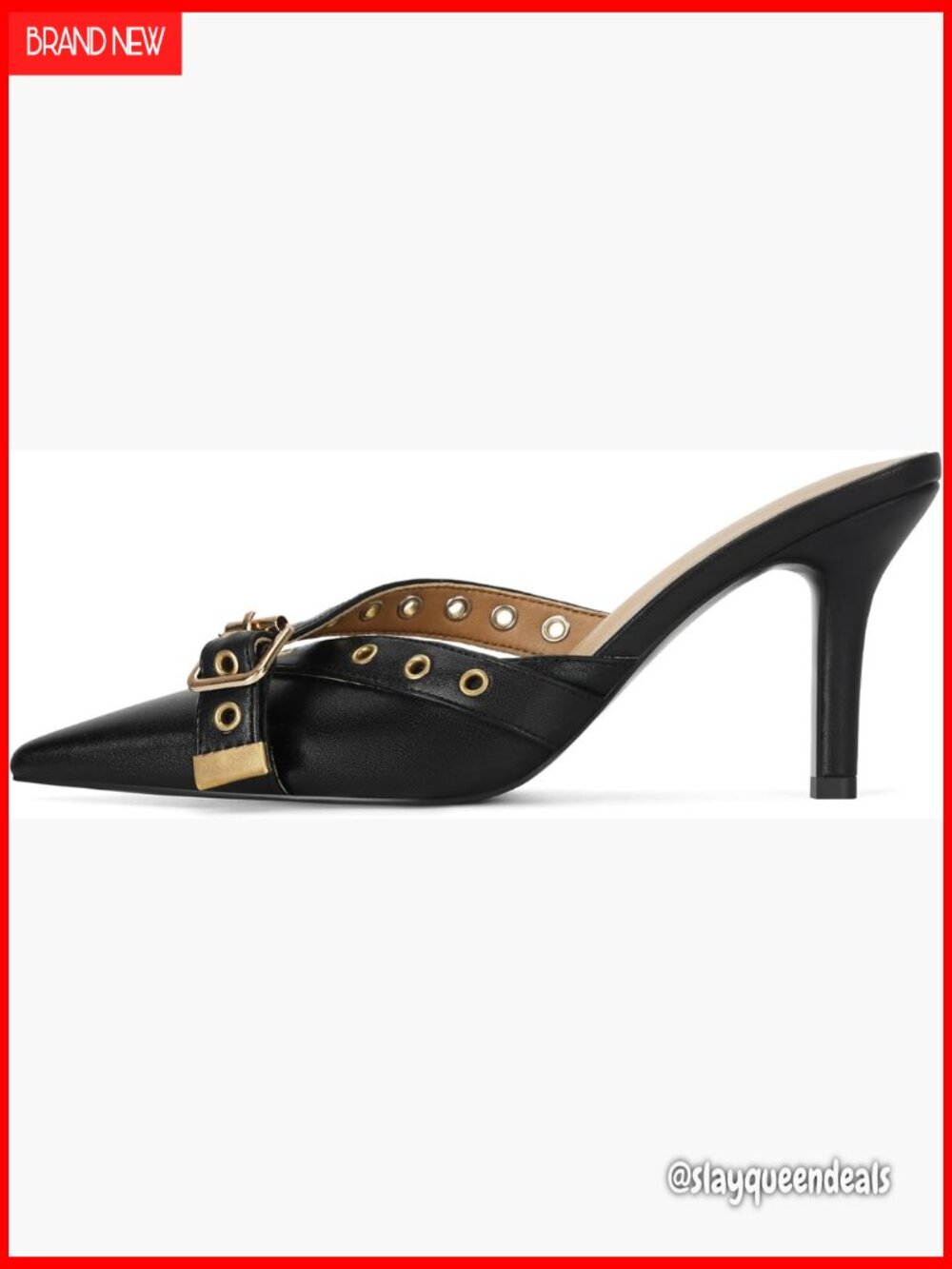 Pointed Toe Kitten Heel Mules - Bow Studded Slip On Pumps